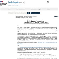 Base d'imposition - Rectifications extra-comptables