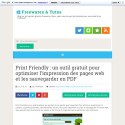 un outil gratuit pour optimiser l’impression des pages web et les sauvegarder en PDF