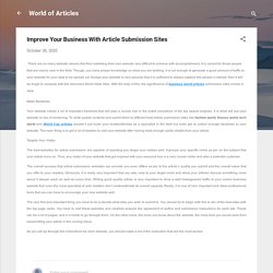 Improve Your Business With Article Submission Sites