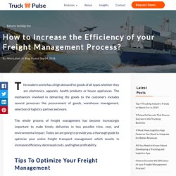 Tips to Improve your Freight Management Process