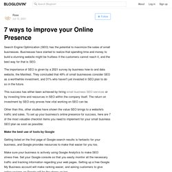 7 ways to improve your Online Presence