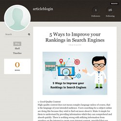 5 Ways to Improve your Rankings in Search Engines - articleblogin