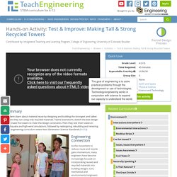 Test & Improve: Making Tall & Strong Recycled Towers - Activity