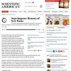 Scientific American: Naps Improve Memory of New Tasks