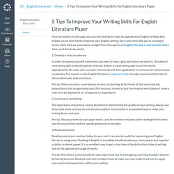 5 Tips To Improve Your Writing Skills For English Literature Paper: Home: English Literature