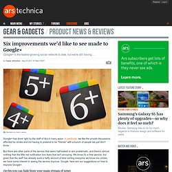 Six improvements we'd like to see made to Google+ (Build 20110814042011)