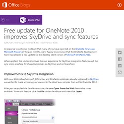 Free update for OneNote 2010 improves SkyDrive and sync features