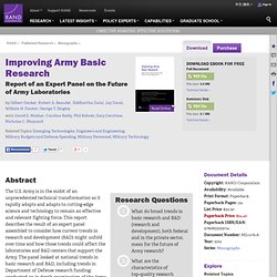 Improving Army Basic Research: Report of an Expert Panel on the Future of Army Laboratories