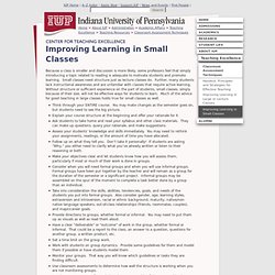 Improving Learning in Small Classes - Teaching Excellence