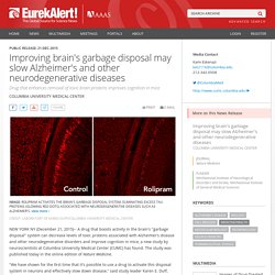 Improving brain's garbage disposal may slow Alzheimer's and other neurodegenerative diseases