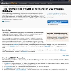 Tips for improving INSERT performance in DB2 Universal Database