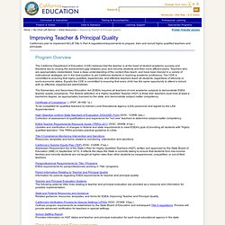 Improving Teacher & Principal Quality - NCLB