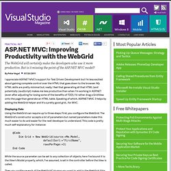 ASP.NET MVC Improving Productivity with the WebGrid