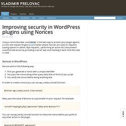 Improving security in Wordpress plugins using Nonces