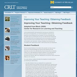 Improving Your Teaching: Obtaining Feedback