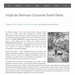 Incipit de Robinson Crusoé de Daniel Defoe