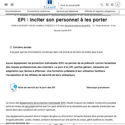EPI : inciter son personnel à les porter - Éditions Tissot