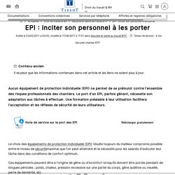 EPI : inciter son personnel à les porter - Éditions Tissot