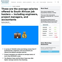 These are the average salaries offered to South African job hunters – including engineers, project managers, and accountants