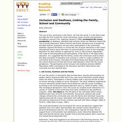 Inclusion and Deafness, Linking the Family, School and Community - EENET