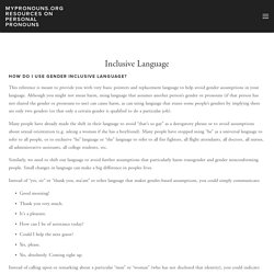 Inclusive Language — MyPronouns.org Resources on Personal Pronouns