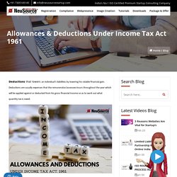 Income Tax Allowances, Income Tax Deductions, Income Tax Act 1961