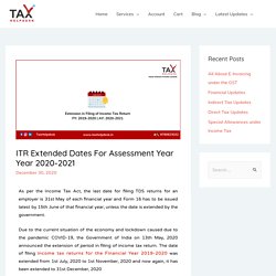 Income Tax Return Filing Due Date Extended for FY 2019-20
