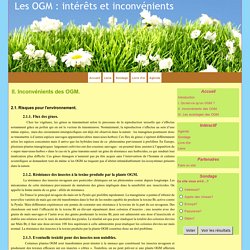 II. Inconvénients des OGM. - Les OGM : intérêts et inconvénients
