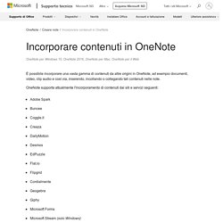 Incorporare contenuti in OneNote - Supporto di Office