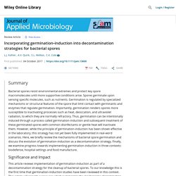 JOURNAL OF APPLIED MICROBIOLOGY 04/10/17 Incorporating germination‐induction into decontamination strategies for bacterial spores