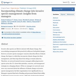 BIOLOGICAL INVASIONS 31/08/19 Incorporating climate change into invasive species management: insights from managers