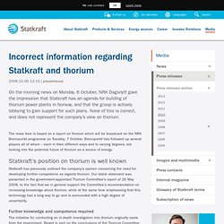 Incorrect information regarding Statkraft and thorium - Statkraft