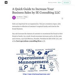 A Quick Guide to Increase Your Business Sales by IE Consulting LLC