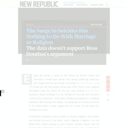 Increase of Suicide in U.S. Not Due to Marriage or Religion Decline