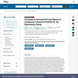 SUSTAINABILITY 29/11/21 Increases in Household Food Waste in Canada as a Result of COVID-19: An Exploratory Study