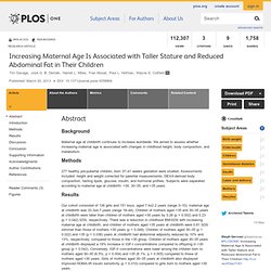 Increasing Maternal Age Is Associated with Taller Stature and Reduced Abdominal Fat in Their Children