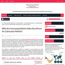 Why Are Increasing Vehicle Sales Key Driver for Lubricants Market? - Global Market Analysis Report of Chemicals and Materials Industry