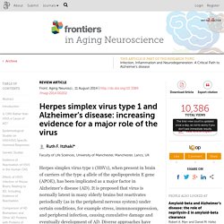 Herpes simplex virus type 1 and Alzheimer’s disease: increasing evidence for a major role of the virus