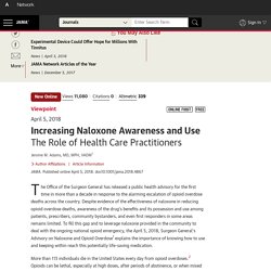 Increasing Naloxone Awareness and Use: The Role of Health Care Practitioners