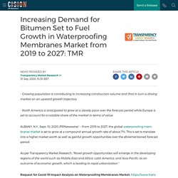 Increasing Demand for Bitumen Set to Fuel Growth in Waterproofing Membranes Market from 2019 to 2027: TMR