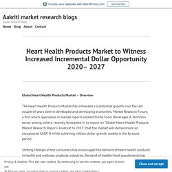 Heart Health Products Market to Witness Increased Incremental Dollar Opportunity 2020– 2027 – Site Title