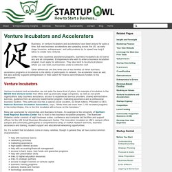 Venture Incubators and Accelerators