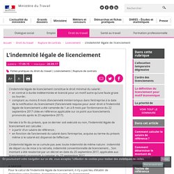 L'indemnité légale de licenciement - Licenciement