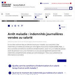 Arrêt maladie : indemnités journalières versées par la Sécurité sociale