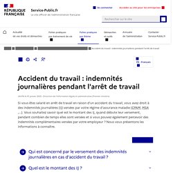 Accident du travail : indemnités journalières pendant l'arrêt de travail