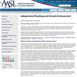Independent Reading and School Achievement