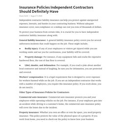 Insurance Policies Independent Contractors Should Definitely Have