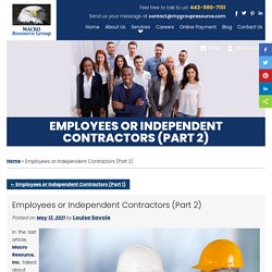 Employees or Independent Contractors (Part 2)