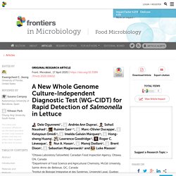 FRONT. MICROBIOL. 17/04/20 A New Whole Genome Culture-Independent Diagnostic Test (WG-CIDT) for Rapid Detection of Salmonella in Lettuce