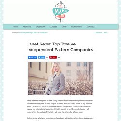 Janet Sews: Top Twelve Independent Pattern Companies